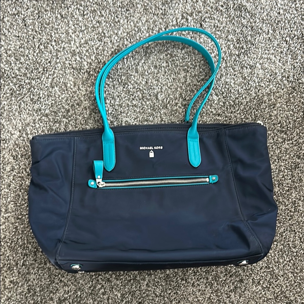 Michael Kors Navy and Teal Tote Bag